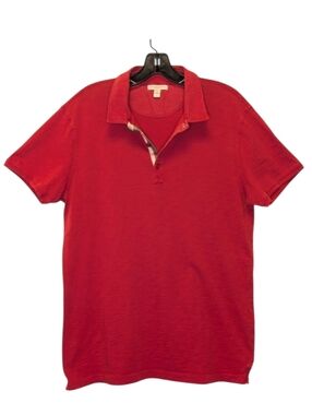 Burberry Brit Brick Red Polo Shirt Men’s L Nova Check Trim + Dust Bag Bonus